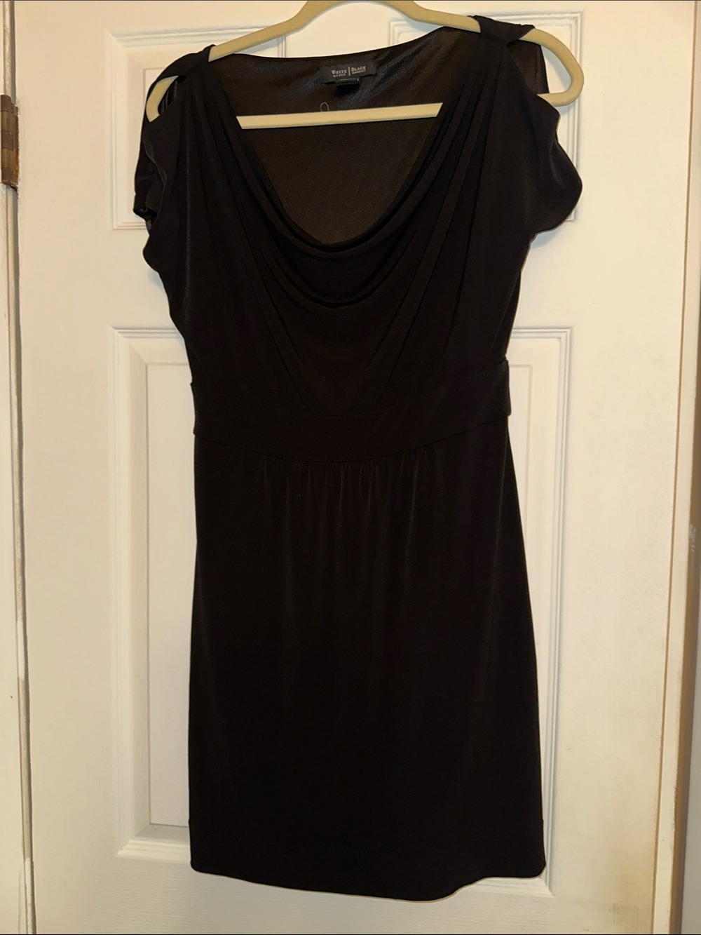 White House Black Market Black Draped Cowl Midi Dress